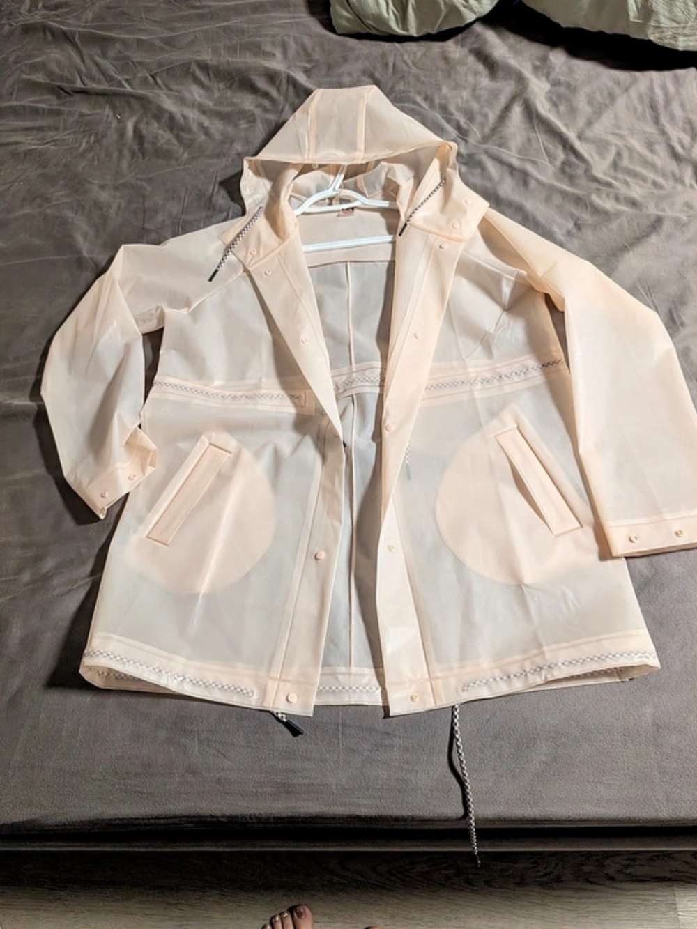 Sheer Pink Rain Jacket Trench Coat